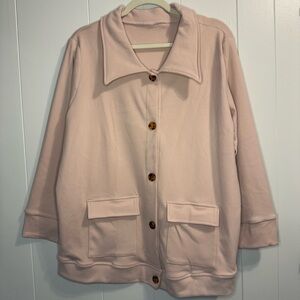 Pink Oversized Jacket tortoiseshell buttons women's size medium Slouchy, Cozy